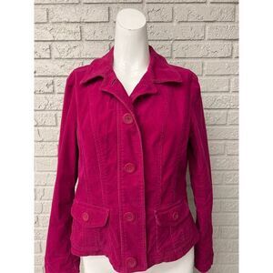 Jones New York Women Pink Stretch Corduroy Jacket Size PM